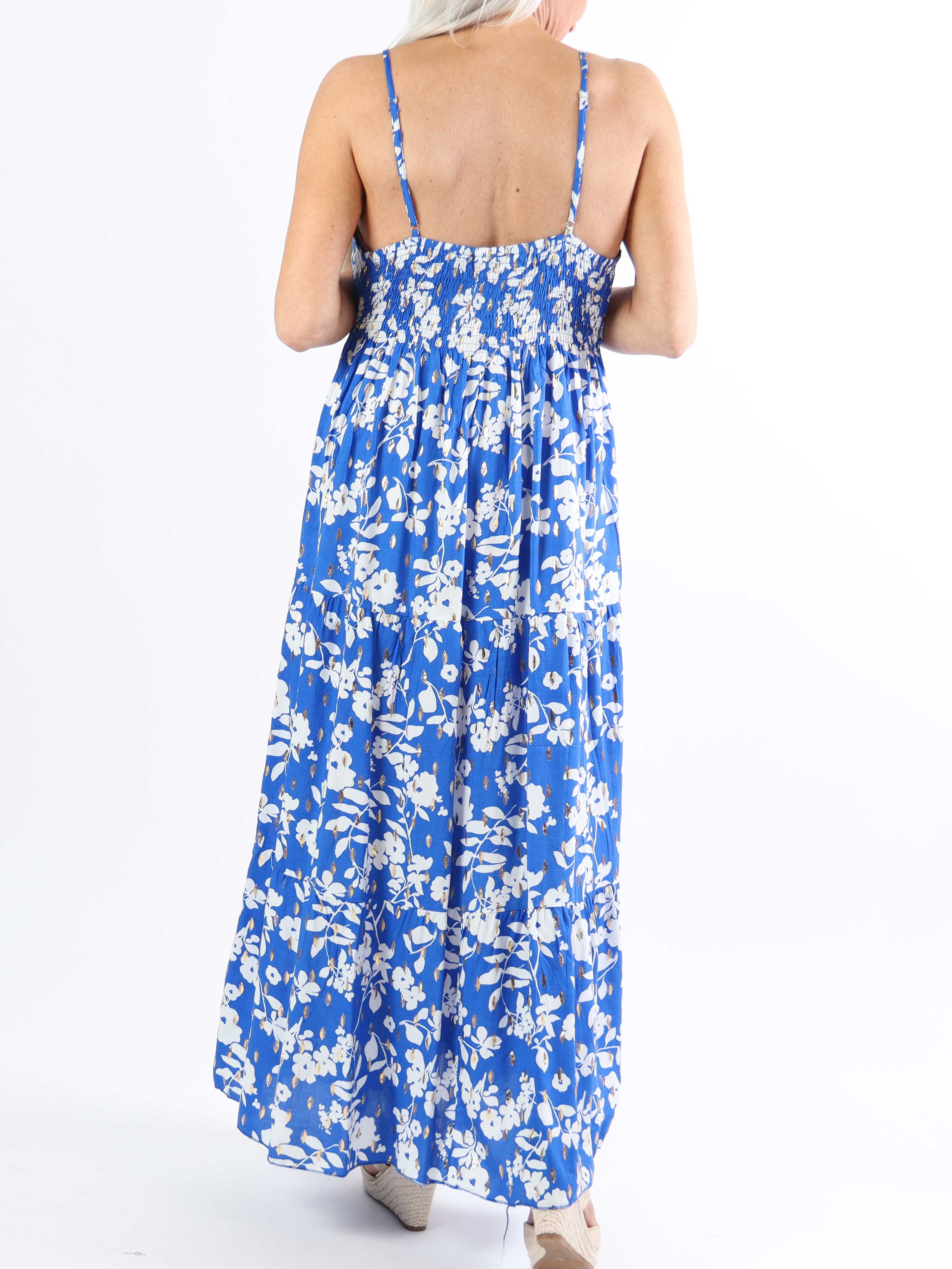 Lucie Flower - Plus size stropkjole i viskose med v-udskæring